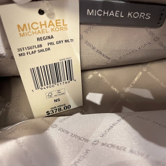 Michael Kors Regina M Flap Shoulder Bag MK Grey - Picture 12 of 12